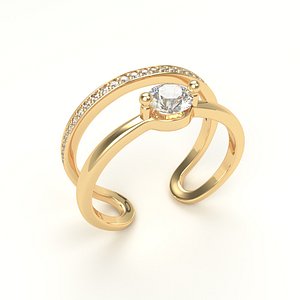Diamond-White-Gold-Plated-double-Crystal