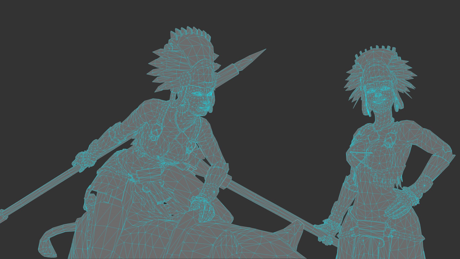 Tribal Female Warrior Riding Leopard Model - TurboSquid 2396834