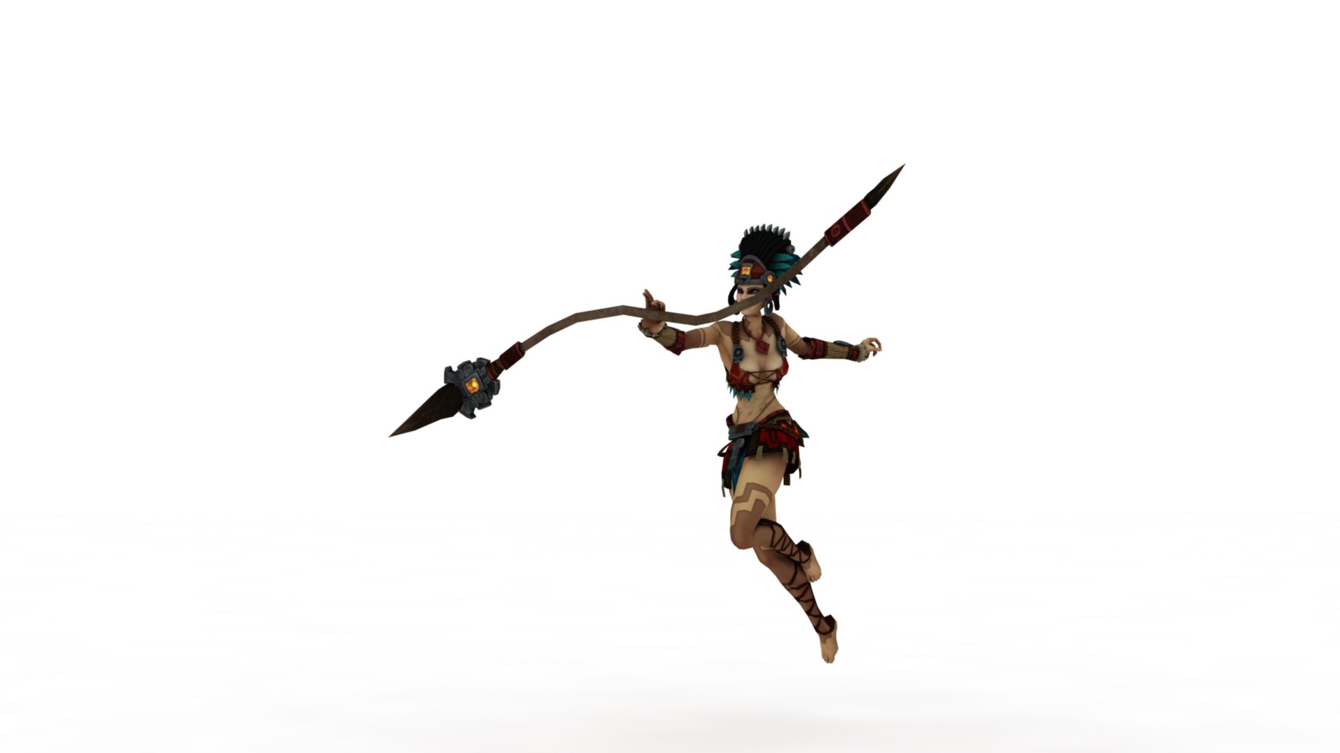 Tribal Female Warrior Riding Leopard Model - TurboSquid 2396834