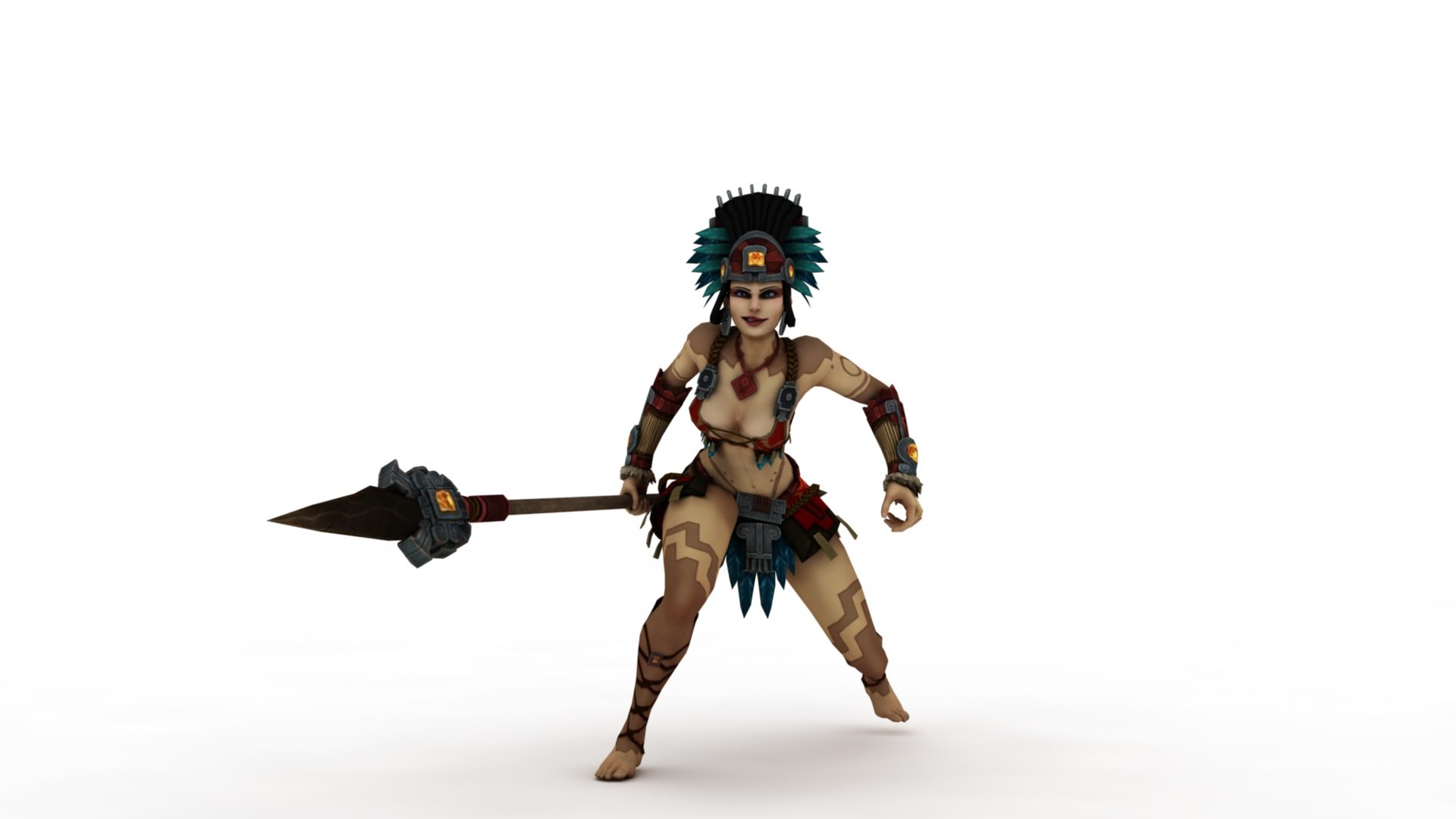 Tribal Female Warrior Riding Leopard Model - TurboSquid 2396834