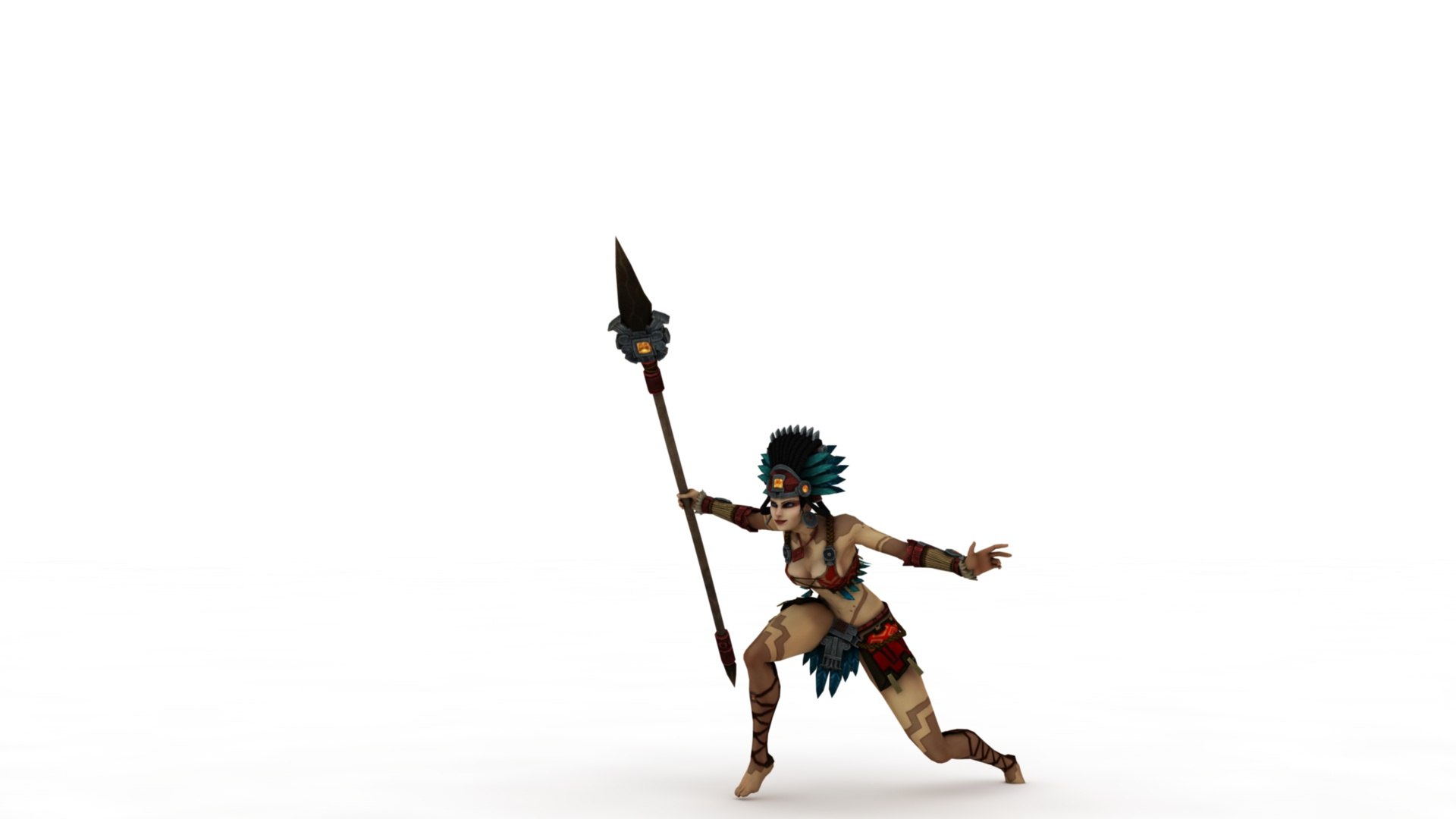 Tribal Female Warrior Riding Leopard Model - TurboSquid 2396834