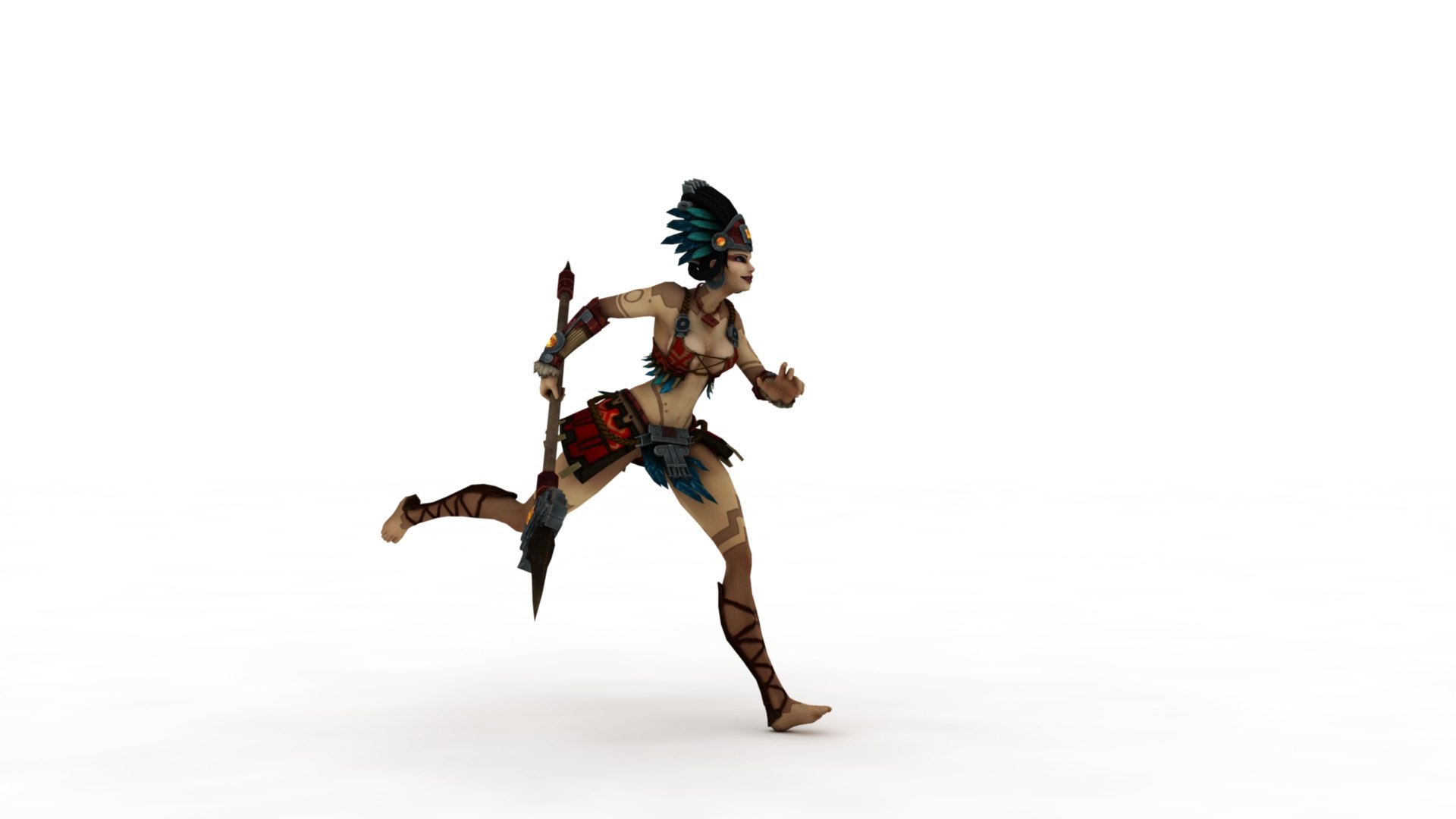 Tribal Female Warrior Riding Leopard Model - TurboSquid 2396834