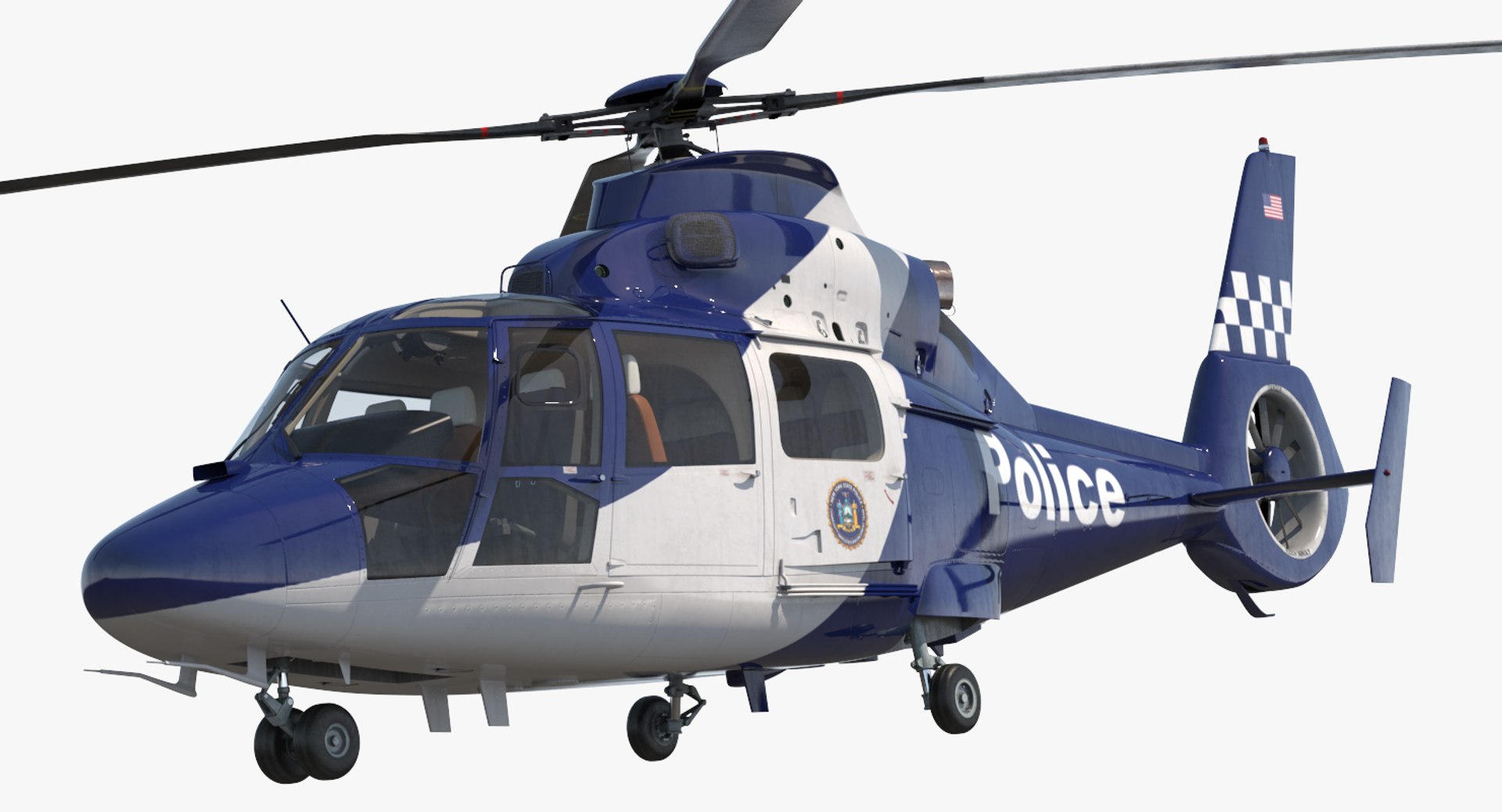 Police Helicopter Eurocopter AS 365 N2 Dauphin Rigged 3D model preview