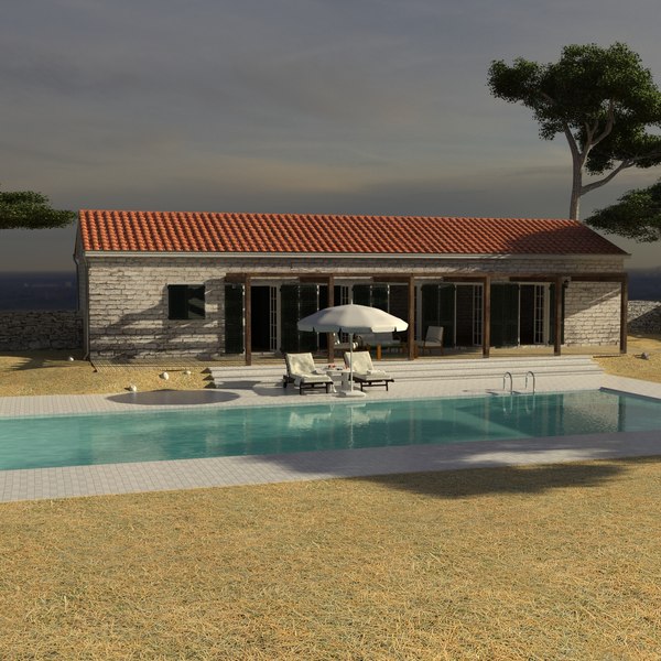 dalmatian house mediterranean pool 3d model