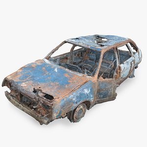 3D Burned Car Wreck 16