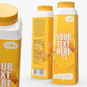 3D Multilayer Carton Bottle Mockup Orange