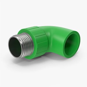 Male 90 Degree Threaded Pipe 3D