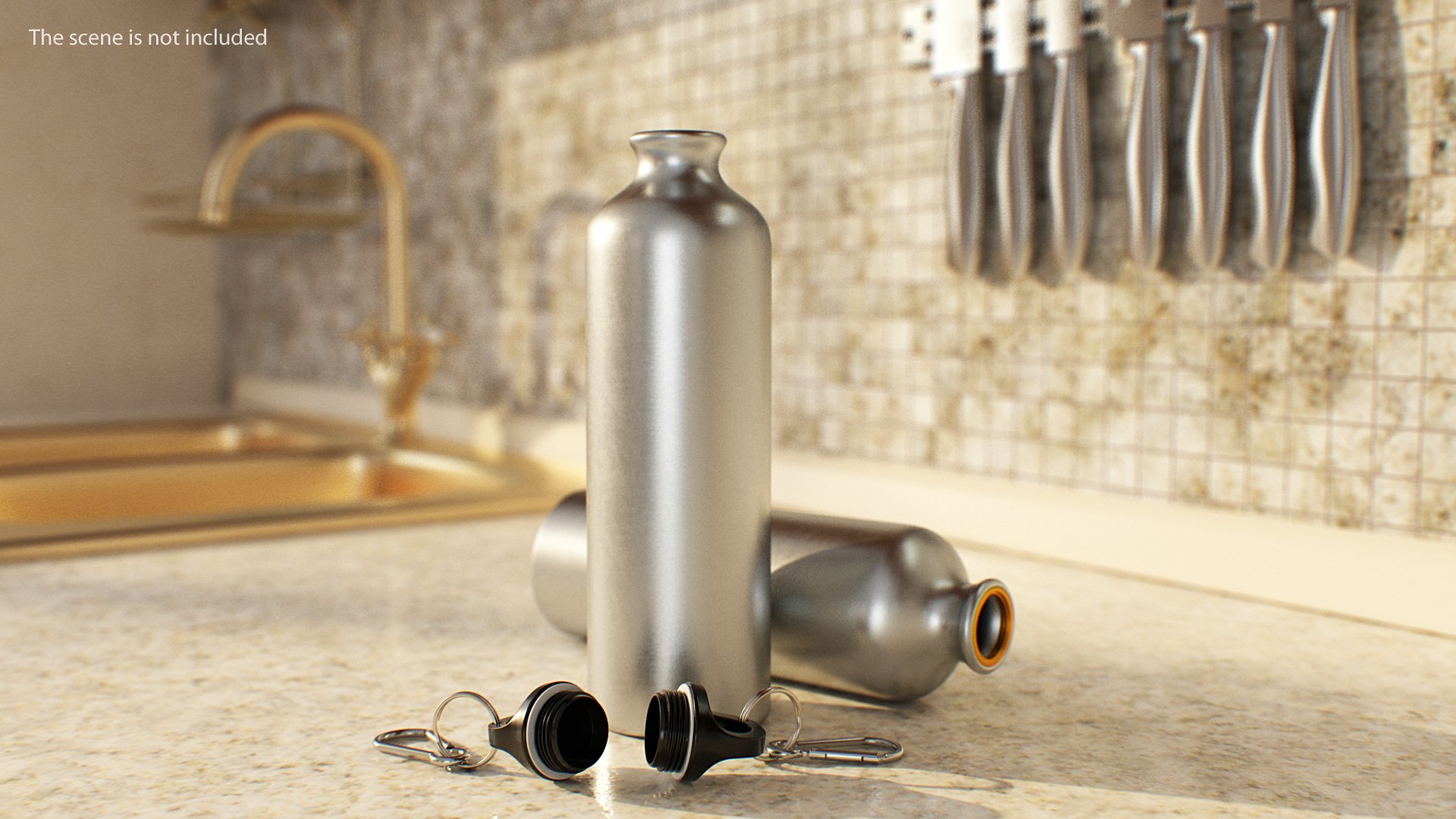 Opened Bicycle Aluminum Water Bottle 3D model preview
