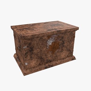 antique wood chest 3D model