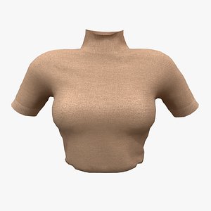 Ladies Mock-Neck Top Tucked 3D model
