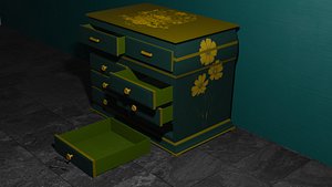 Classic Wooden Chest of Drawers 3D