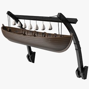 3D Wooden Gantry Crane with Boat