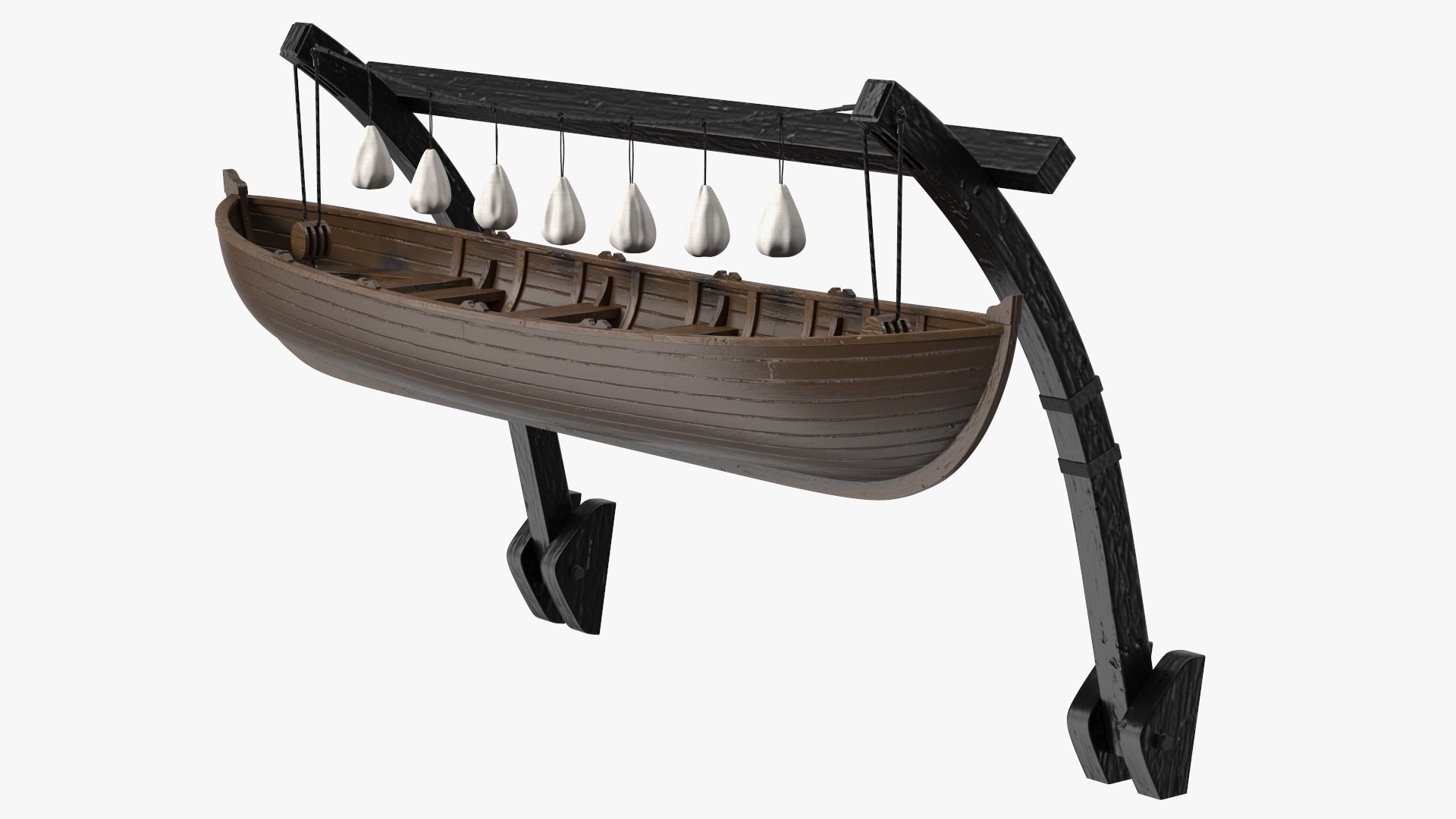Wooden Gantry Crane with Boat 3D model preview