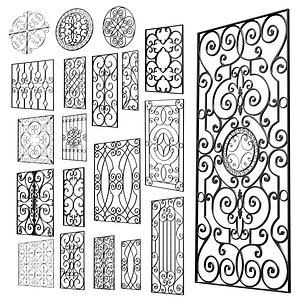 20 Wrought Iron Fence 3D