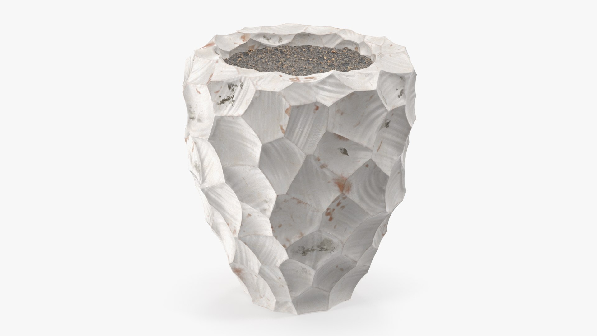 Modern Flower Pot with Soil 3D model preview