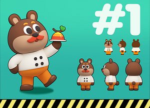 3D Chef Bear - 3D printable model