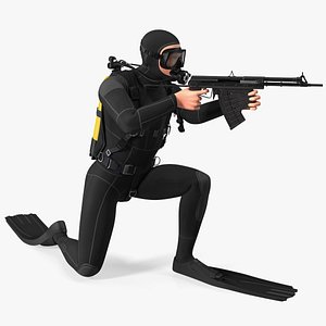3D Combat Swimmer with Underwater Rifle APS model