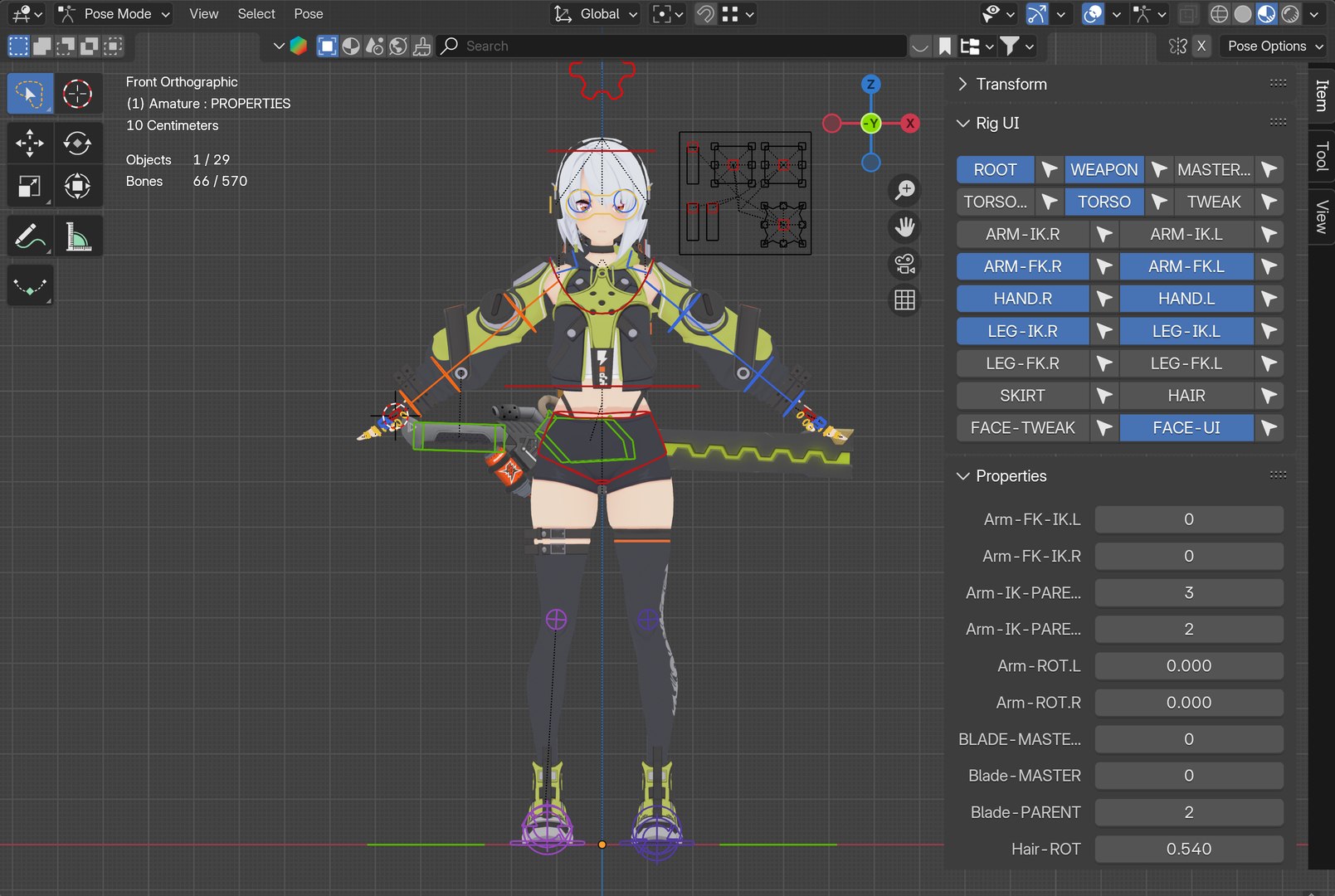3D Anime Female Character Rigged Model - TurboSquid 2352222