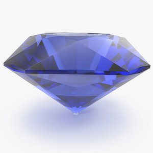 3D Asscher Cut Blue Sapphire model