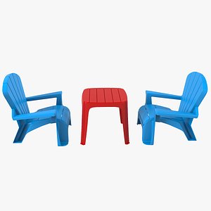 3D model toy garden chairs table set