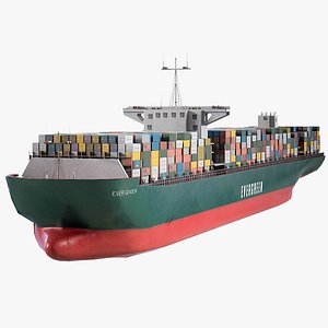 Container Ship Evergreen Ever Given Lowpoly PBR 3D