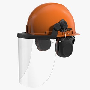 Industrial Safety Helmet with Face Shield Orange