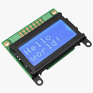 3D model Character LCD Display Blue ON