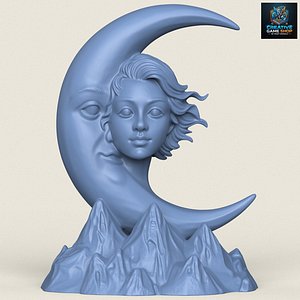 Beauty With Moon Print Ready 3D Model 3D model