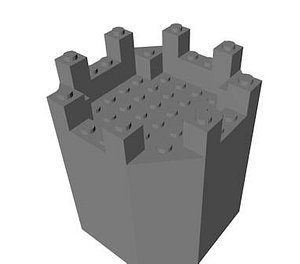 lego octagonal castle tower 3d dxf