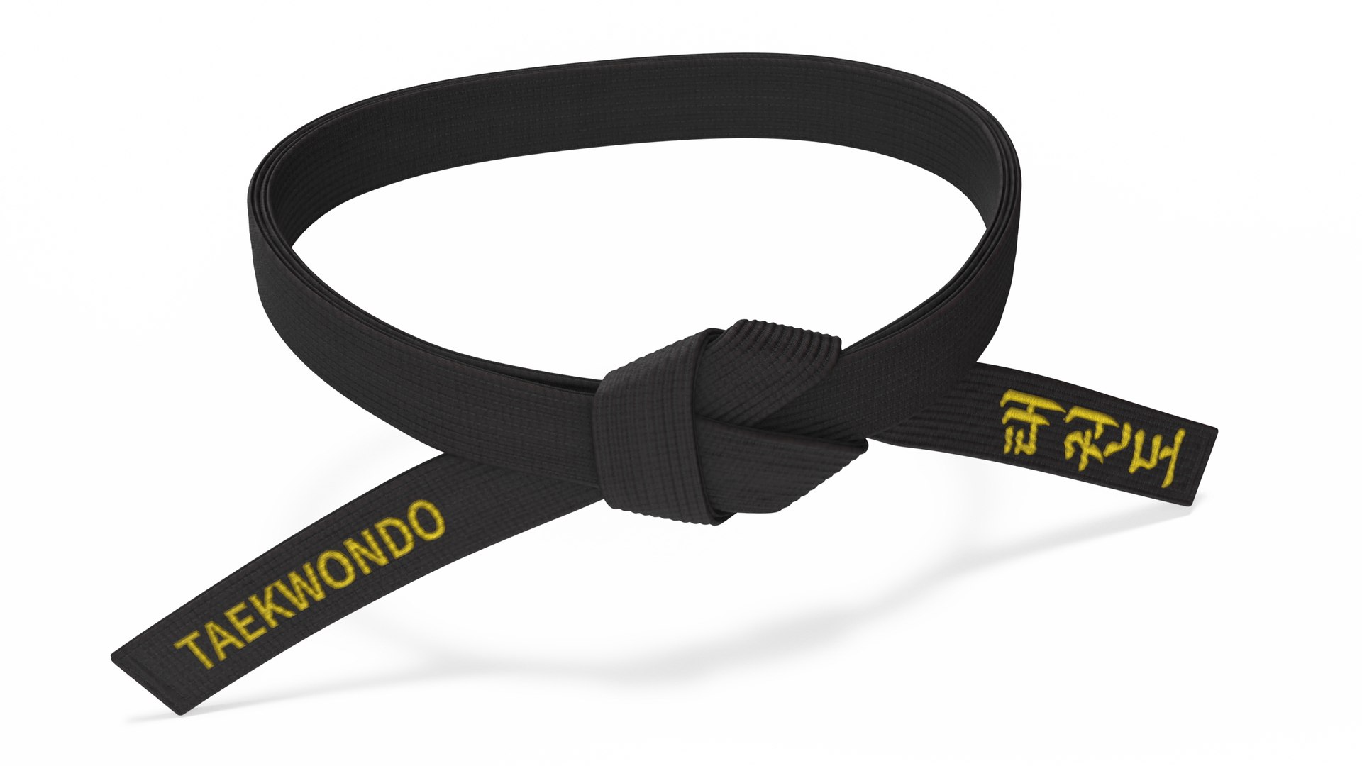 Taekwondo Waist Black Obi Belt 3D model preview