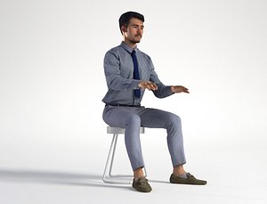 People Man Rizzy 1374 Business Office Sitting Low poly