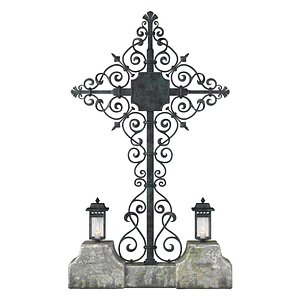 Cemetery Grave forged cross 3D model