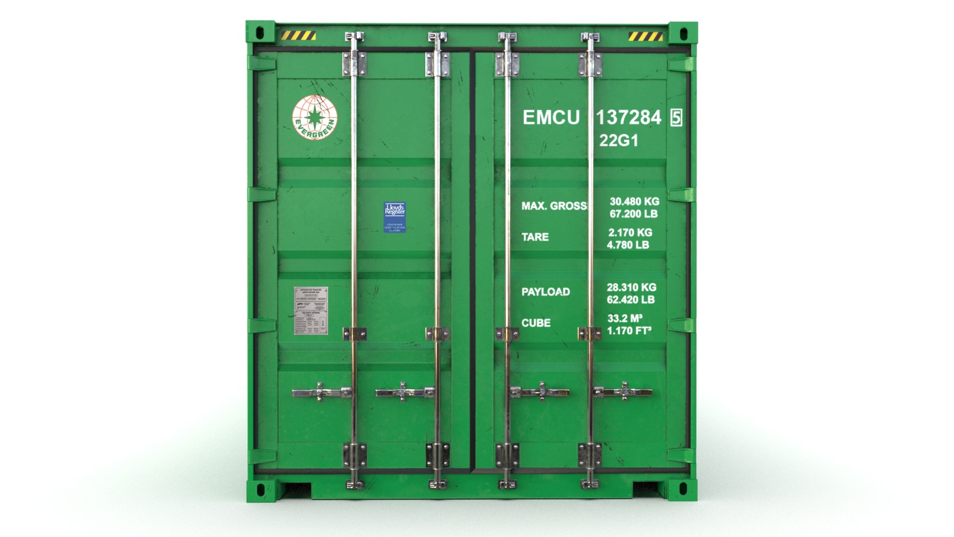 20 Ft EVERGREEN Standard Shipping Container 3D Model - TurboSquid 2004898