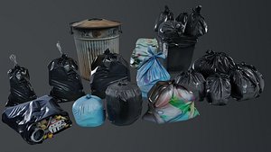 3D model Low Poly Trash Garbage Pack