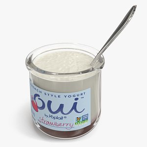 Strawberry Yogurt Container with Spoon