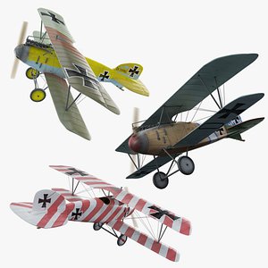 Albatros DIII WW1 Airplane (3 x Pack)