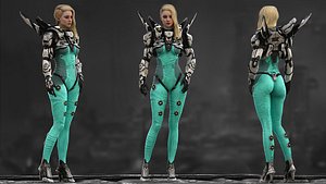 3D Sci Fi Girl Astronaut model