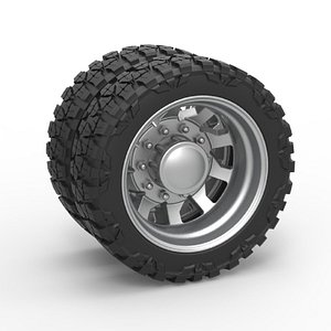 Diecast Rear semi wheel for pickup Version 18 Scale 1 to 25 3D model