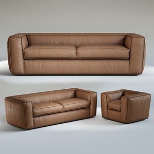 3D oliver b puffed 3 seater