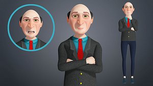 3D Cartoon Old Man Rigged Character Boss model