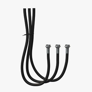 3D Coaxial Connector and Cable Metal 4K PBR model