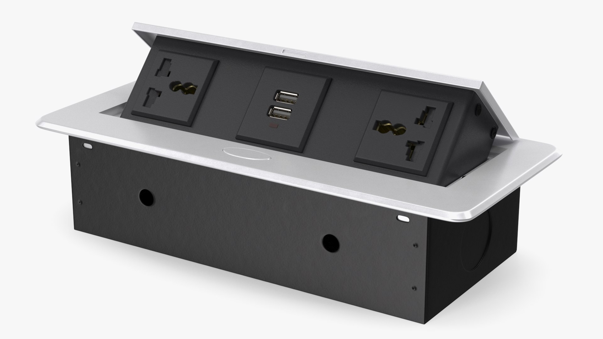 Connection Box Tabletop Universal Socket USB Charger Grey(1) 3D model preview