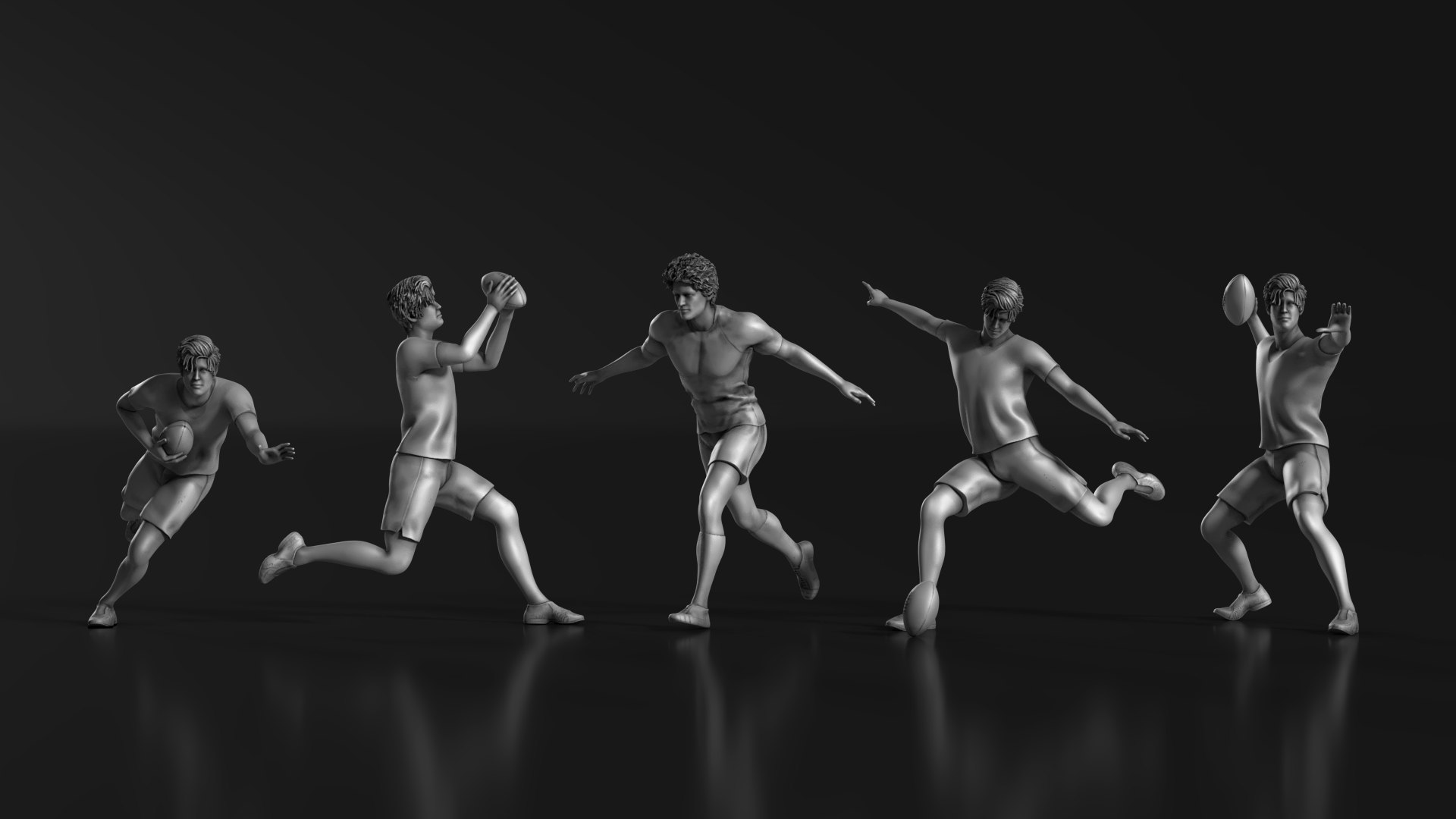 3D Model Rugby Poses 01 - TurboSquid 1971597