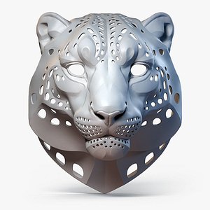 Snow Leopard Mask Sculpture