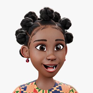3D Cartoon African woman rigged