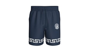 Men Greek Border Printed Shorts With Elastic Waist 3D