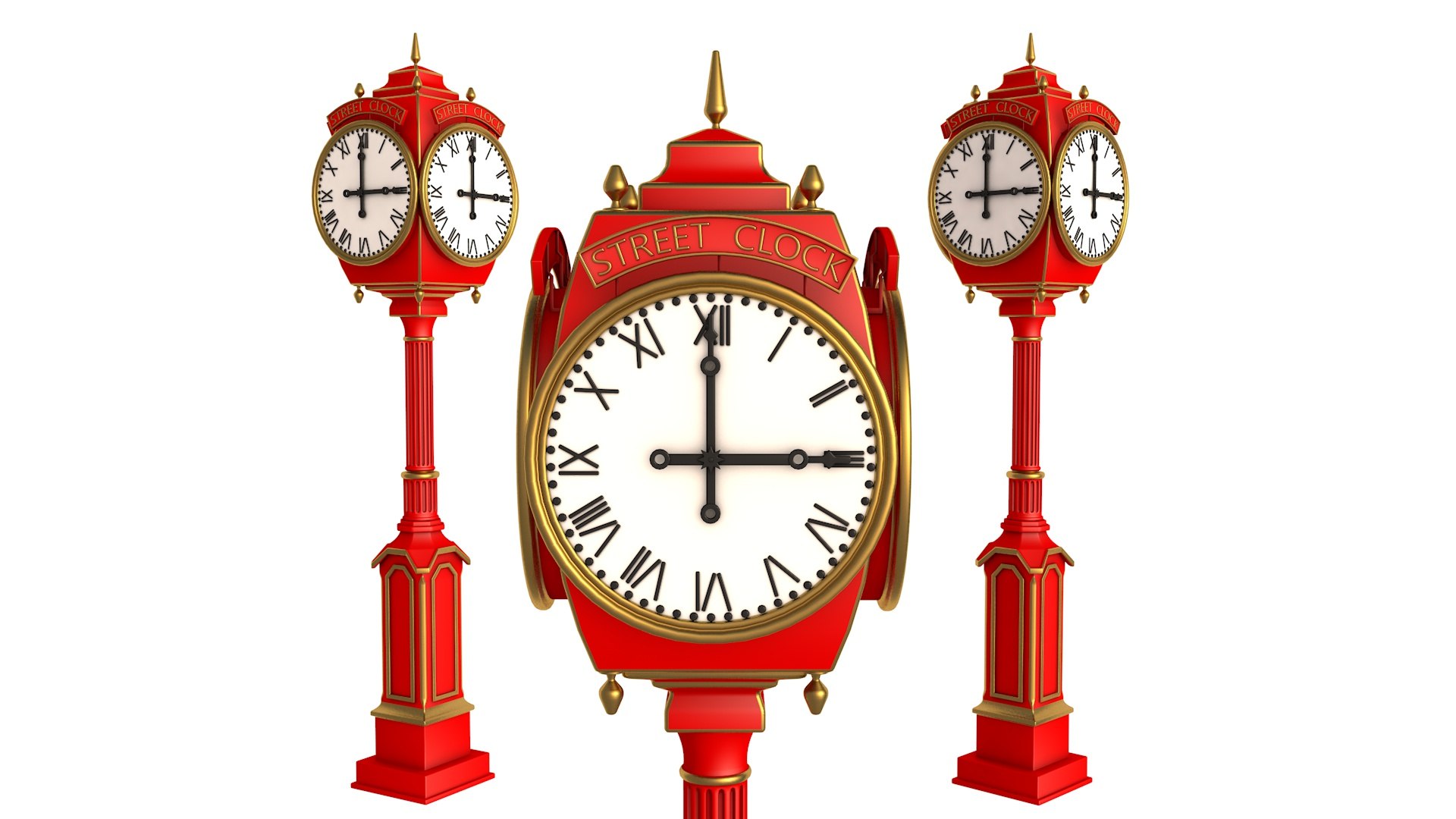City Street Clock Model TurboSquid 2065619