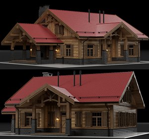 3D Realistic Log Cabin House 3D Model