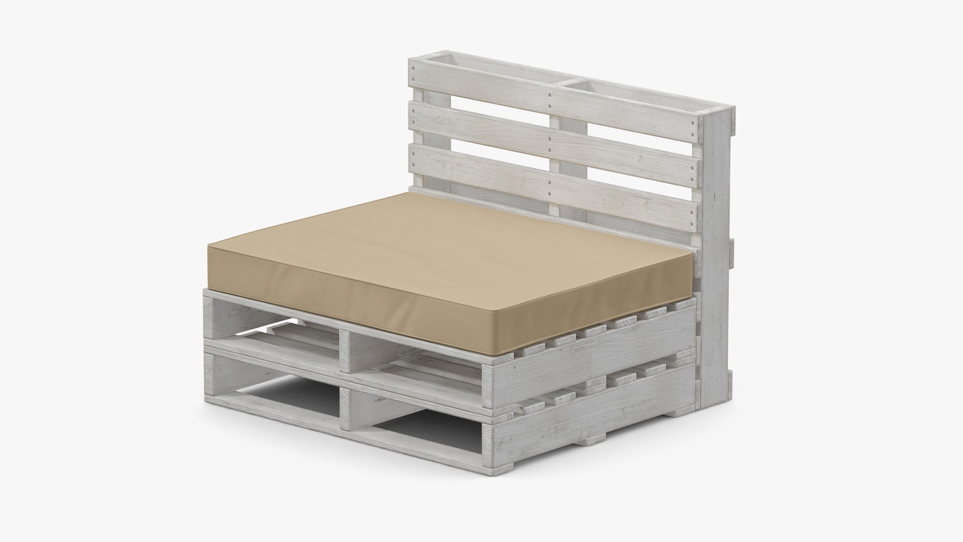 Patio Pallet Armchair White 3D model preview