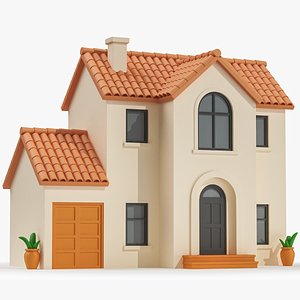 Cartoonish House Low Poly 3D Model 04